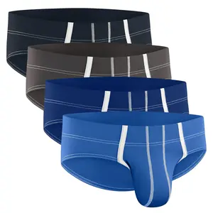 Nylon Pouch Sport Briefs 4 pack Nav//Dark Grey/Blue Grey Cooling Sports Underwear Support Pouch Anti Chafe Underwear Underwear Briefs Man Menswear Silk Ball Sexy Stretchy Sun Sweat Elastic Breathable Wear Athletic Fit