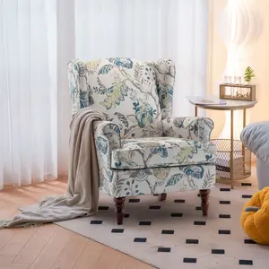 Fabric Accent Chair, Modern Upholstered Armchair with Solid Leg, Leisure Single Sofa Chair for Living Room Bedroom Reading and Studio