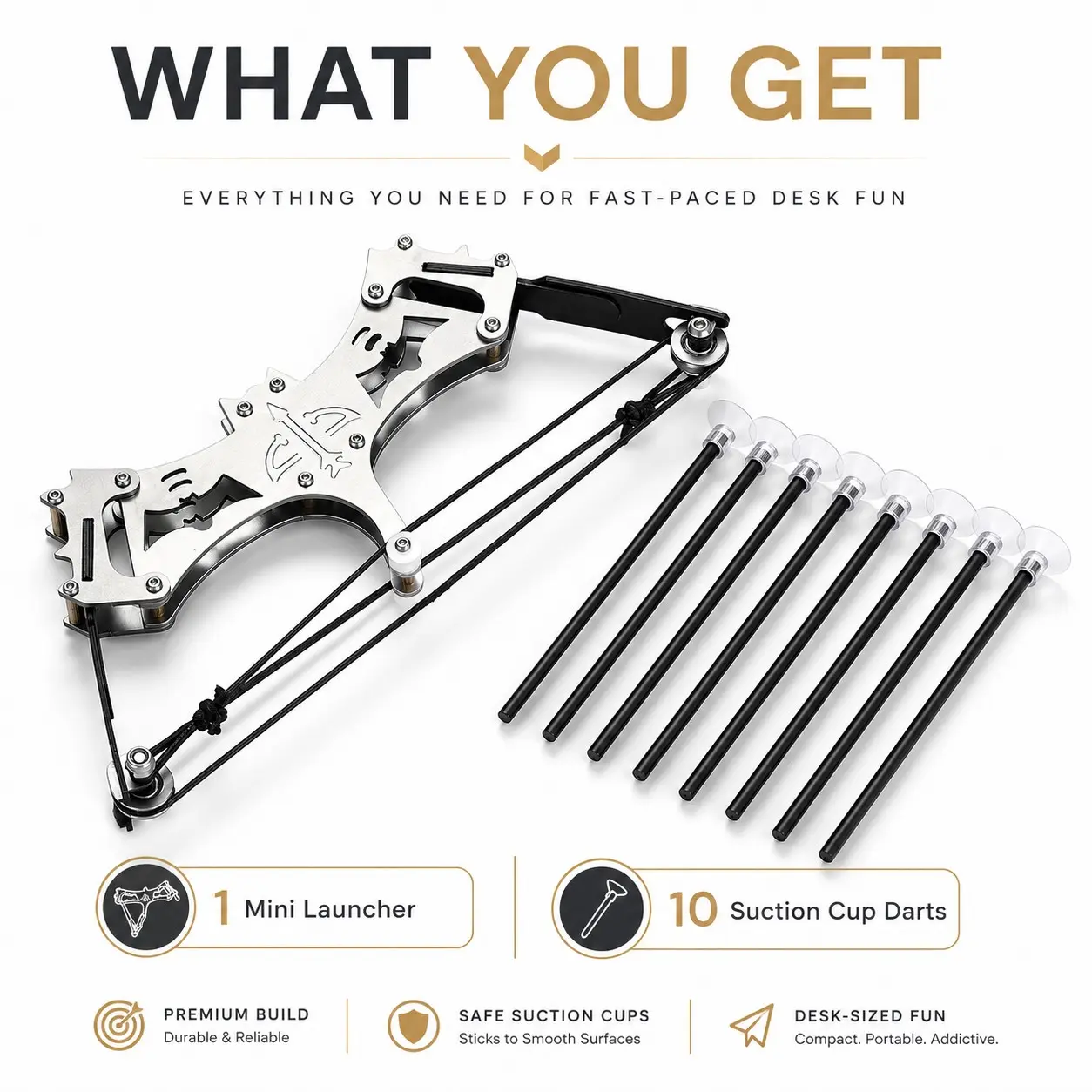 Mini Compound Bow & Arrow Set, Portable 1 Set Stainless Steel Indoor Targeting Archery Leisure Kit with Pulley System, Creative Indoor Recreation Supplies