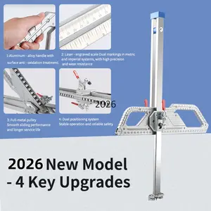 2026 New Model Foldable Drywall Cutting Tool - Aluminum Manual Gypsum Board Cutter (Adjustable Blade 0.6-24 Inches/1.5-61cm) with 10 Spare Blades