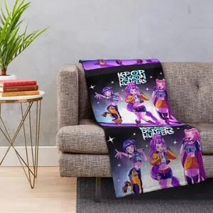 K-Pop Demon Hunters Theme Flannel Blanket Warm nap Blanket This Super Soft Flannel Blanket is The Perfect Gift for Christmas and lovers Soft Warm Cozy Throw for Bed Sofa Nap Travel, Cute Home Decor