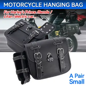 1 Pair heavy-duty motorcycle saddle bags with side pockets, waterproof PU leather luggage compartment, equipped with anti-theft locks and seat belts