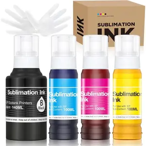 440ML Sublimation Ink Refilled Bottles Compatible for ET2400 ET2720 ET2760 ET2750 ET4800 ET-2800 ET-2803 ET-2850 Inkjet Printers Heat Press Transfer  Mugs T-Shirts, 1BK/1C/1Y/1M