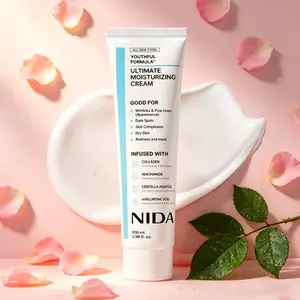 NIDA Youthful Formula Daily Hydrating Moisturizer Cream (100mL) with Collagen, Niacinamide, Centella Asiatica, Hyaluronic Acid for Wrinkle & Dark Spot Improvement