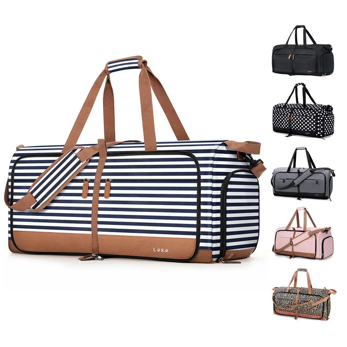 LEKESKY 80L Polyester Waterproof Unisex Duffle Bag - Multi-Pocket, Foldable, with Shoe Compartment, Durable Convertible Overnight Carry-On for Women (Travel & Gym Use), Overnight Travel Bags, Personal Item Bag, Travel Accessories