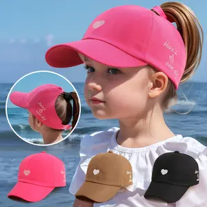 1pc Adjustable Kids Baseball Cap Heart Embroidery Love Kindness Design Breathable Sun Hat for Boys Girls 3-7 Machine Washable Black Casual Fashion Accessory