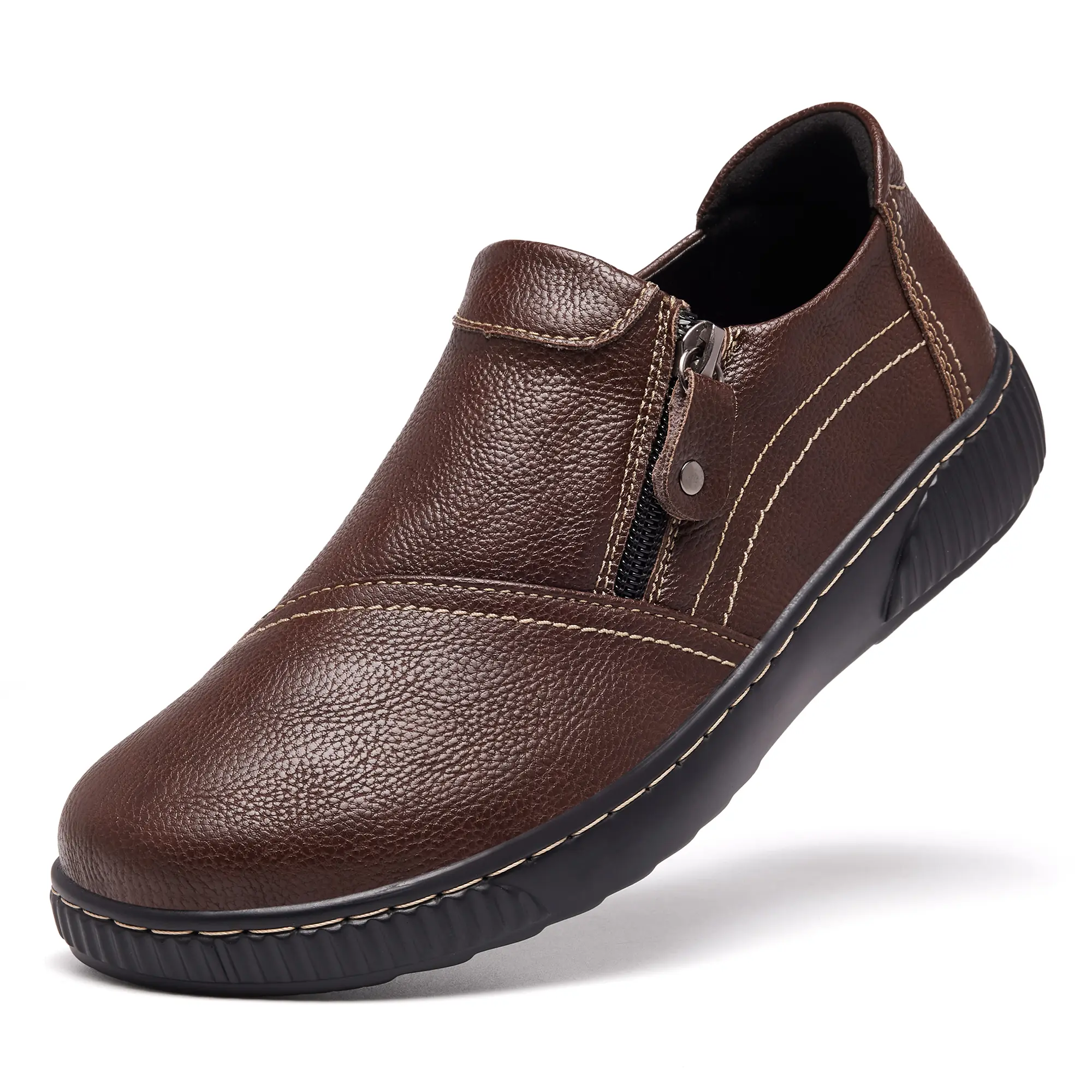 Women's Casual Slip-On Leather Loafers - Dress Walking Footwear, Casual Fashion Shoes, Round Toe Casual
