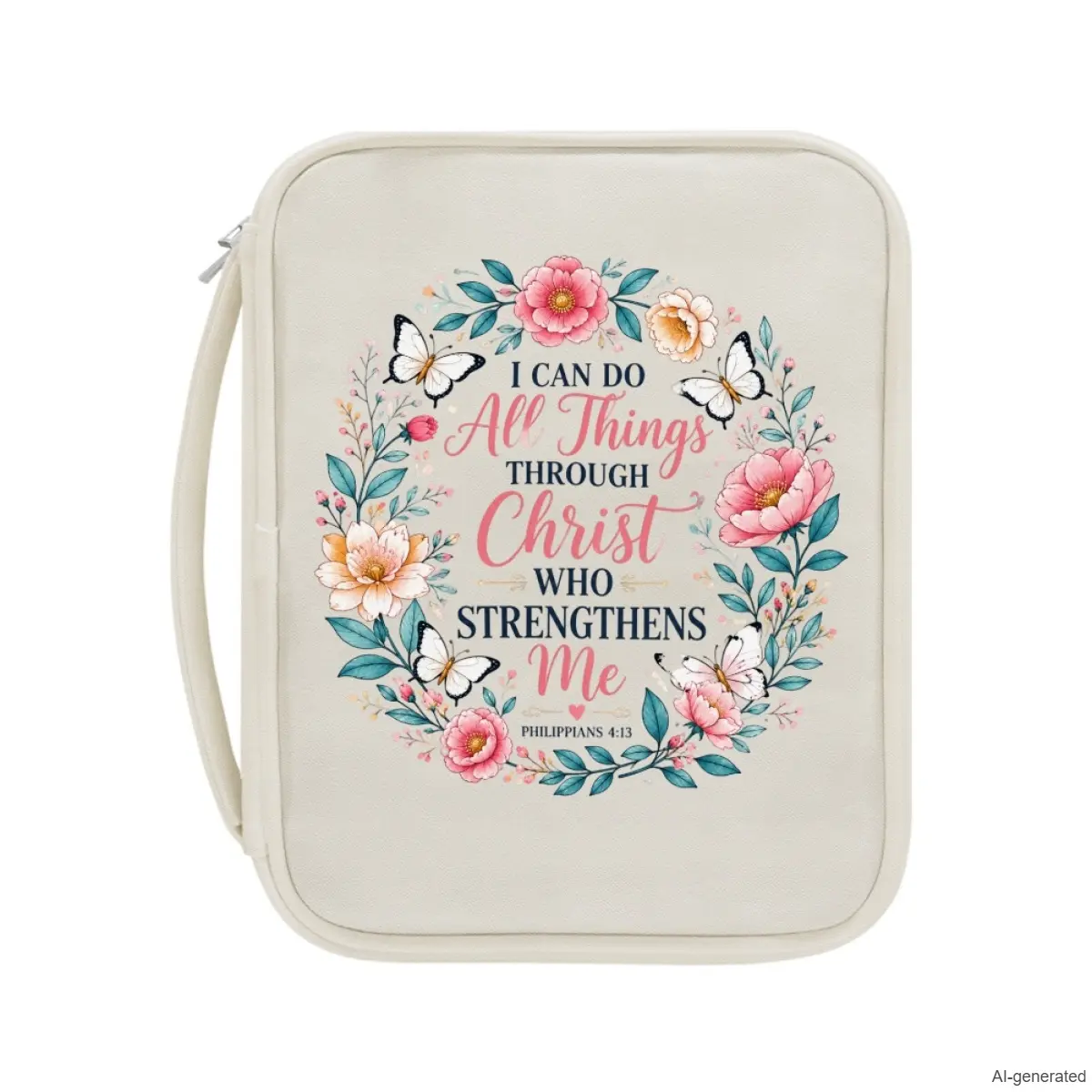 Floral Bible Case for Men Durable Bible Carrying Bag  - Multi-Pocket Storage for Study Notes Pens Highlighters - Bible bag for Men Women Church Goers for Home Bible Study Travel Worship Gatherings