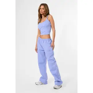 Kaiia Embossed Logo Wide Leg Joggers Cornflower Blue