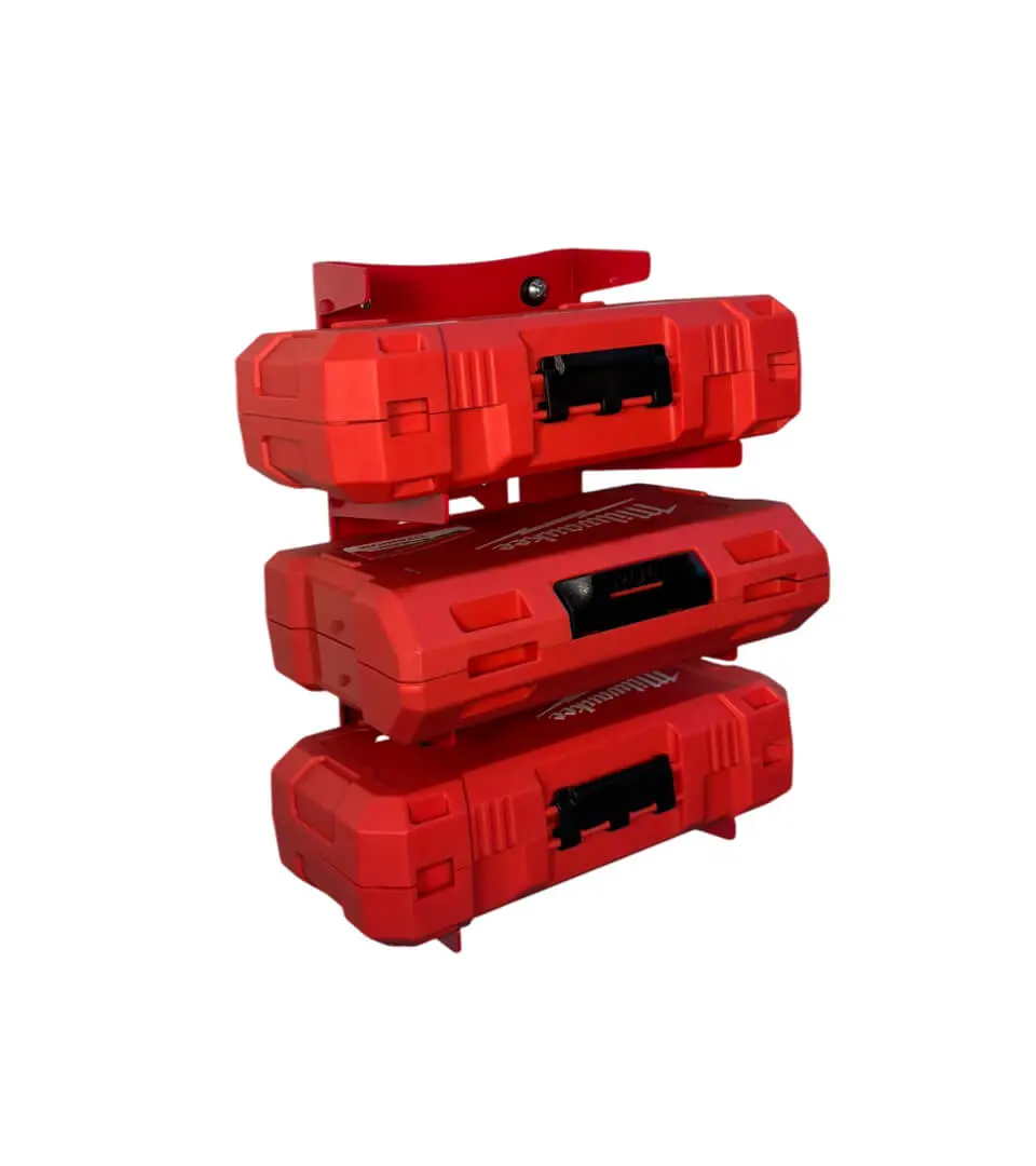 Drill Bit Storage Rack - Compatible with Milwaukee - Red Stackable Organizer for Tools and Accessories