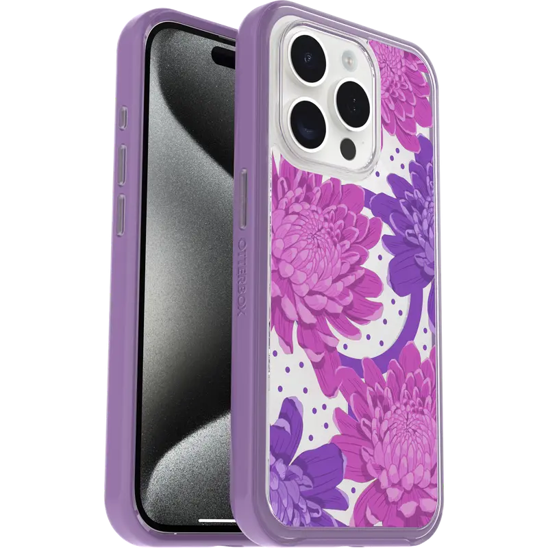 OtterBox iPhone 15 Pro Case Symmetry Series Clear for MagSafe Fluttering Flora