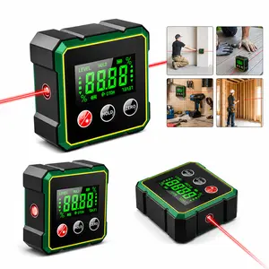 Portable Digital Angle Finder with Electronic Laser - 4-Sided Strong Magnetic Hardware Angle Gauge, Backlit Cube Inclinometer, Table Saw Miter Protractor, Woodworking Measuring Tool & Level Box