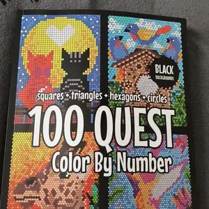 Detachable Sharing 100 Quest Numbered Color by Number Adult Coloring Book - 1 Count Art Craft Paper with Colorful Designs for Coloring and Drawing Activities