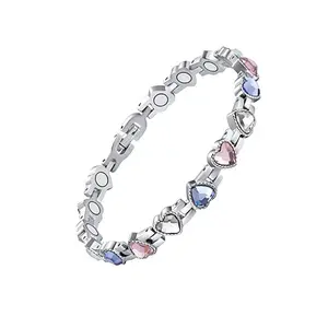Women's Titanium Steel Magnetic Bracelet - Exquisite Fashionable Rhinestone Decorated Bracelet with Neodymium Magnets, Costume Jewelry Gift for Women, Exquisite Bracelet