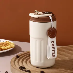 Smart Stainless Steel Vacuum Flask, Temperature Display Water Bottle with Leak-proof Lid & Portable Handle, Drinking Cup for Outdoor Camping, Drinkware, Insulated Travel Drinkware