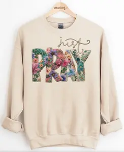 Faux Yarn Just Pray Graphic Top