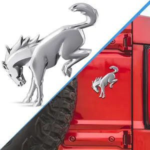 Crystal-Finish 3D Raised Car Emblem Badge | Metallic Silver ABS Polymer | Automotive Anti-Corrosion Design | TikTok Viral Muscle Car Mods | 2015-2023 Styling Accessories for Mustang creative pattern car sticker