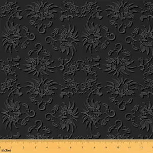 Vintage Jacquard Upholstery Fabric by The Yard,5 Yards,Botanical Floral Print Reupholstery Fabric,Flowers Pattern Black Decorative Waterproof Fabric, Digital Printed Fabric, Patterned Fabric