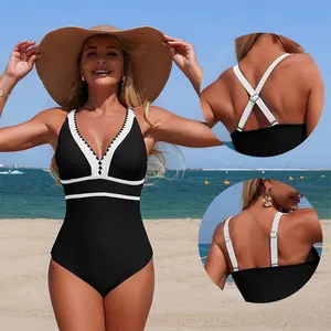 Summer Beachwear: Women's Wire-Free One-Piece Swimsuit with Soft Padding | Tummy-Friendly Cut & Quick-Dry Stretch Fabric for Swimming, Vacation