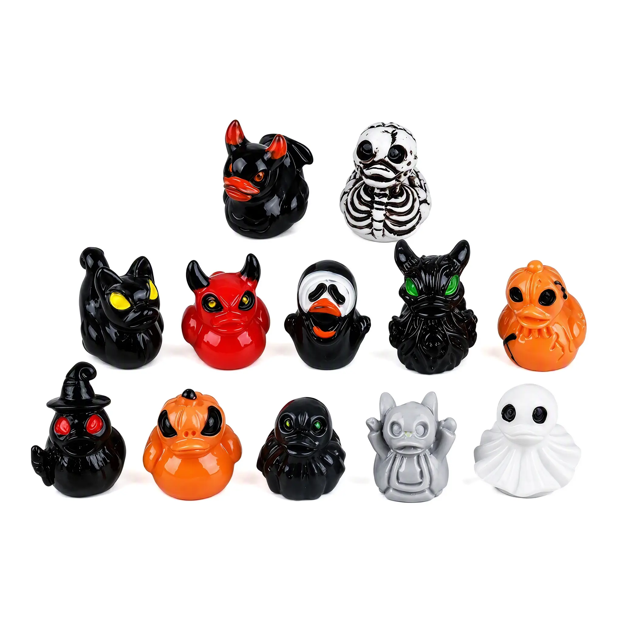 【Summerween】Halloween Mini Spooky Devil Duck Figurines Assorted Scary Pumpkin Ghost Skeleton Witch Ducks Creepy Desktop Ornaments Halloween Party Favors Trick Or Treat Fillers Home Table Decor Tiny Collectible Gifts for Kids Adults Holiday Decor