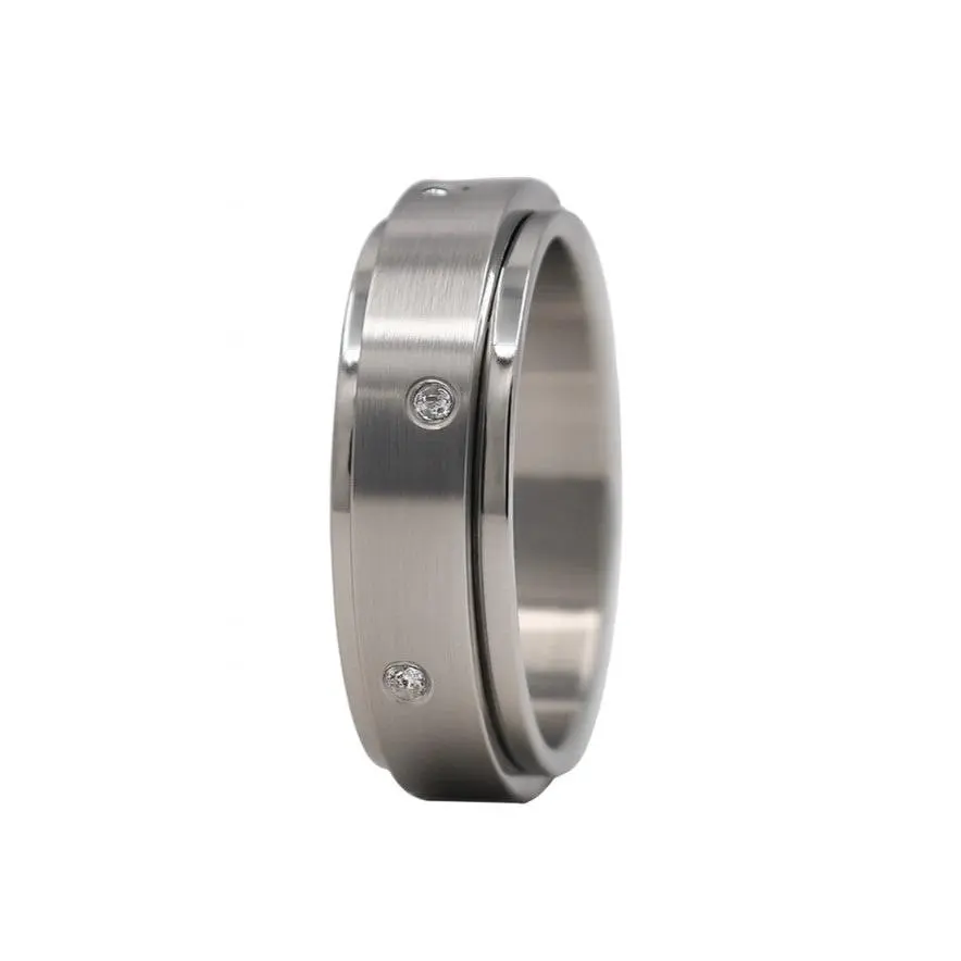 Stainless Steel CZ Spinner Band