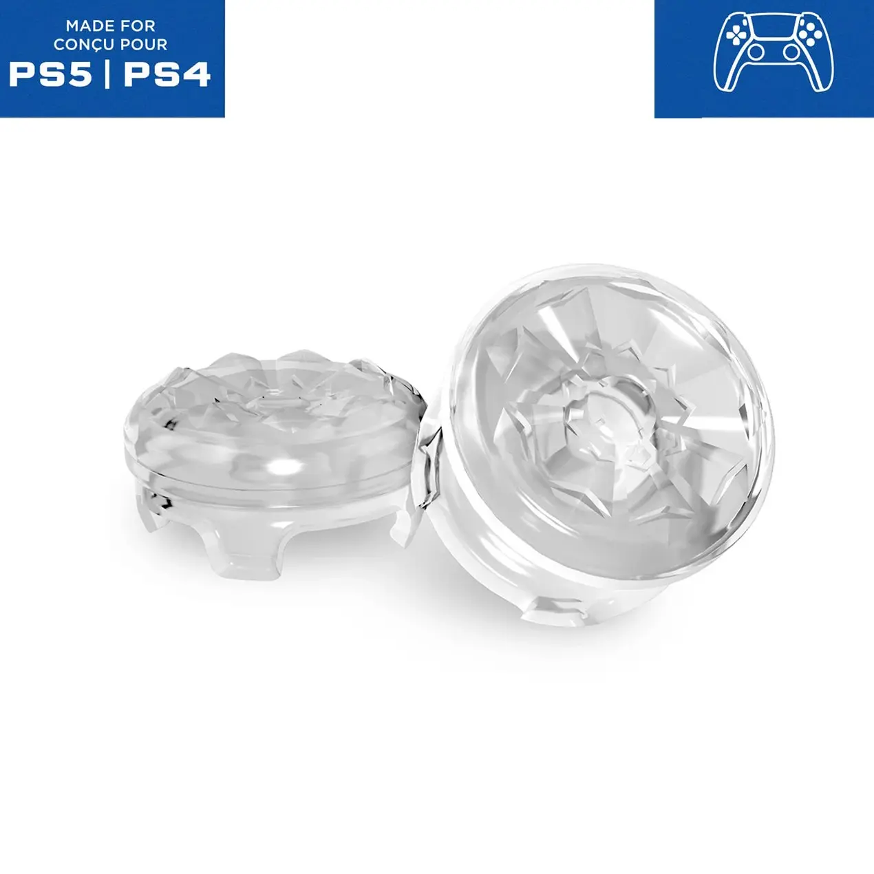Professional Thumbsticks Grips Crystal Thumb Grip Caps for PS5 & PS4, Anti-Slip Precision Thumbsticks, FPS Gaming Must-Have, 1 High-Rise + 1 Mid-Rise, Controller Accessories Non-Slip Joystick Caps for Gaming,back to school,back to school haul