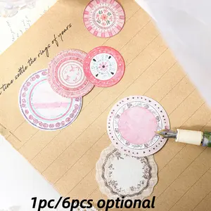 30 Sheets/bag Round Sticky Notes, Gentle Monologue Series Floral Pattern Decorative Material, Handmade Stationery Water Reminder Paper