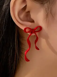1Pair Red Bow Earrings Christmas Bow Earring Cute Christmas Earrings for Women Dainty Red Ribbon Earring New Years Earing Holiday Festival Jewelry Gifts