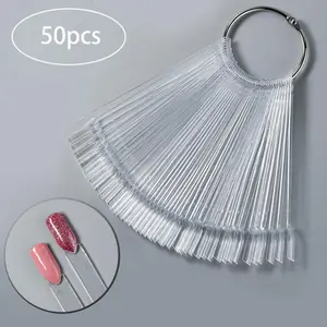 50 Colors Flat Head Nail Color Chart with Ring – Fan-Shaped Nail Art Display Tips for Polish Practice, Nail Sample Sticks, Color Swatches Display Board, Nail Art Tools, Nail Art Supplies