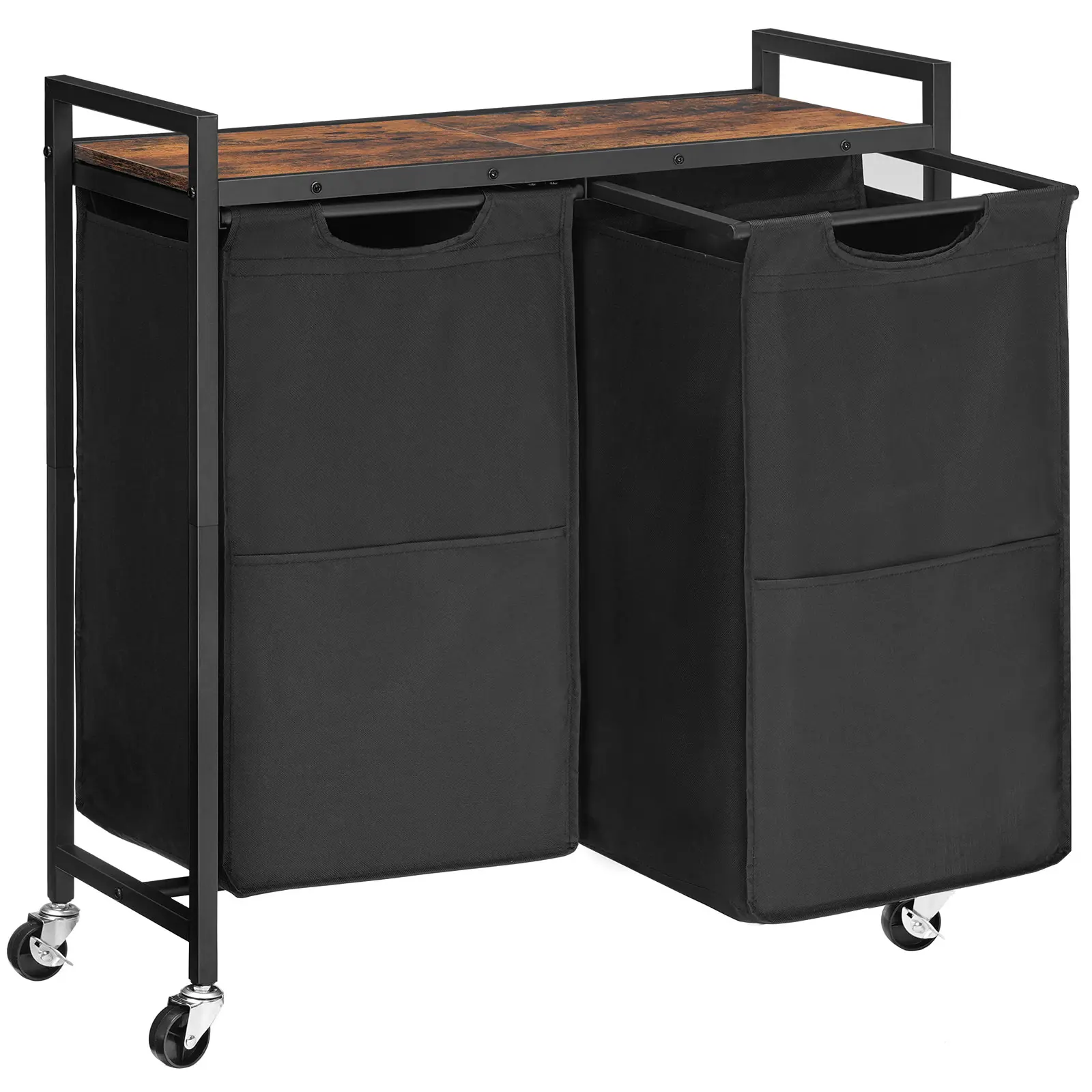 HOOBRO Rolling Laundry Hamper, Laundry Sorter 2 Section, 2 × 13 Gal (49.5L), Laundry Basket with Wheels, Removable Oxford Fabric Laundry Bags，Black #SummerVibes