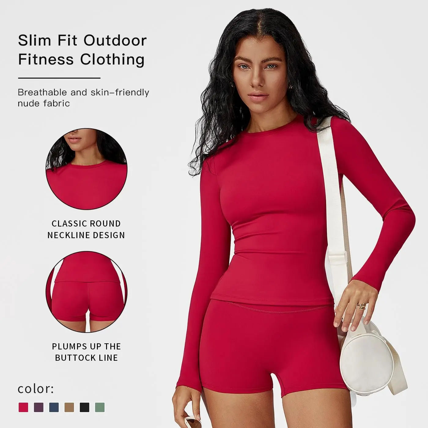 MFVIM Women's Exercise Set Two-Piece Long Sleeve Top with High-Waisted Shorts Set for Autumn and Winter Gym Workout Outfit Breathable Activewear sport