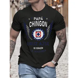 Cruz Azul Football Club-Themed Text and Emblem Print T-Shirt |   Black Premium  All-Season Wear |   Sizes S-5XL