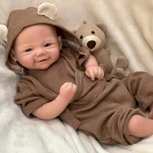 42 CM Full Body Solid Silicone Girl Doll With Painted Bald 3D Painted Skin Waterproof Flexible Handmade Reborn Doll Toy For Halloween Christmas Gifts