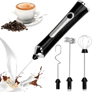 Handheld Milk Frother for Coffee, Rechargeable Electric Whisk with 3 Heads Drink Mixer Foam Maker For Latte, Egg, Cappuccino, Hot Chocolate, Kitchen Gadget Gifts