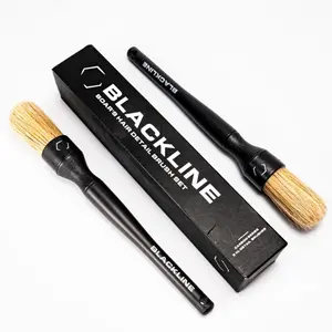BLACKLINE Boar Hair Detail Brush Set – 2 Pack Soft Detail Brushes for Scratch-Free Interior, Wheel, Vent, and Trim Cleaning