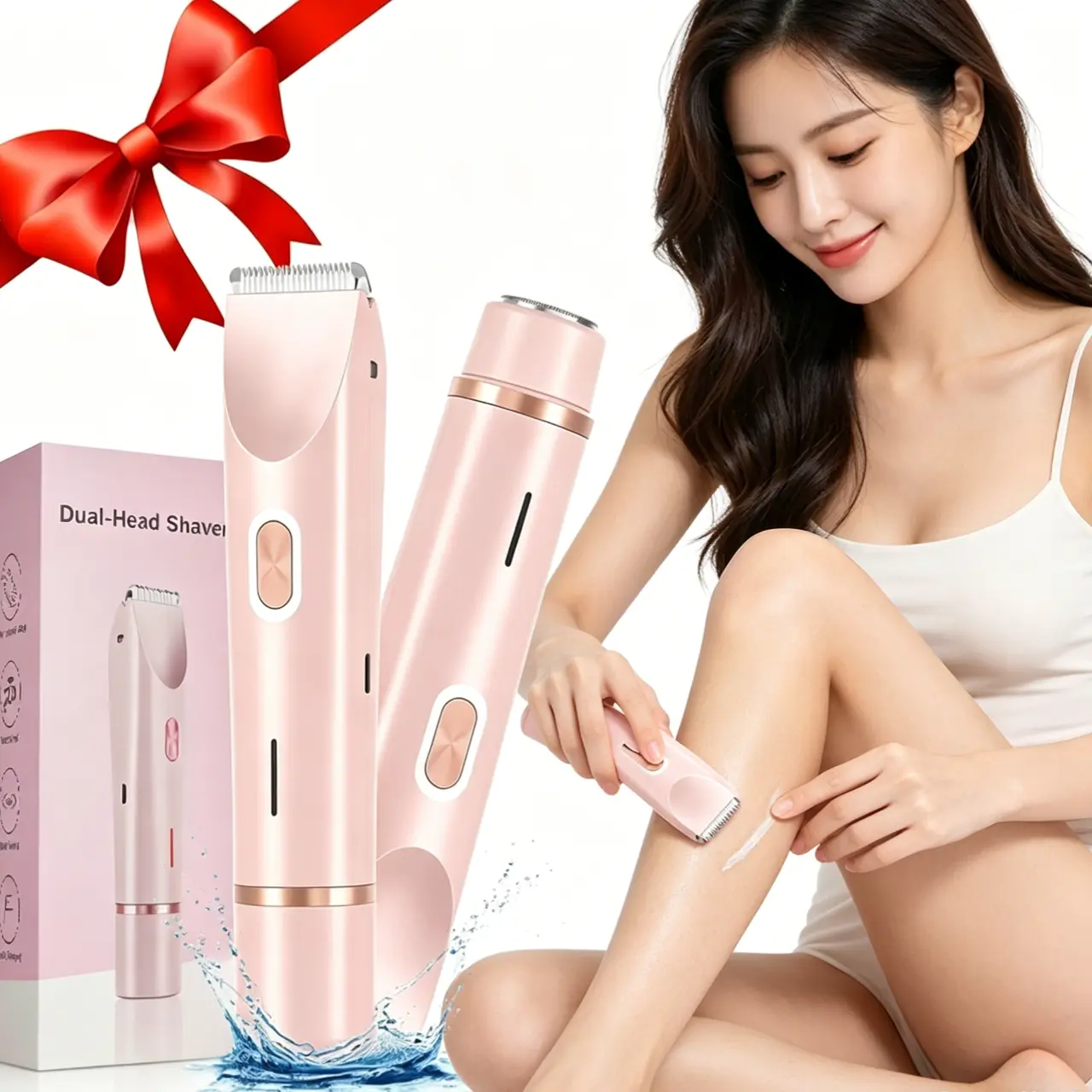 Women's 2-in-1 Multifunctional Hair Trimmer - Intimate Pubic Trimmer, Bikini Grooming Tool, Waterproof USB Rechargeable Wet Dry Electric Shaver & Epilator with Dual Heads for Painless Trimming, Ideal Gift for Women