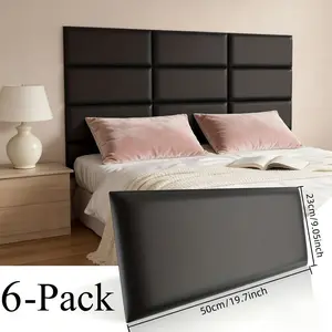 6-piece set of self-adhesive heat-resistant 3D wall panels, 1.3mm thick XPE panels, anti-collision and soundproof wall covers, soft and comfortable — Thickened 3D self-adhesive wall panels, soft edges for bed and tatami corners
