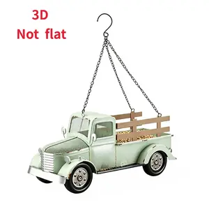 3D Vintage Truck Bird Feeder, Retro Pickup Rustic Farmhouse Decor, Hanging Wild Bird Seed Feeder, Weather-Resistant Metal, for Bird Lovers