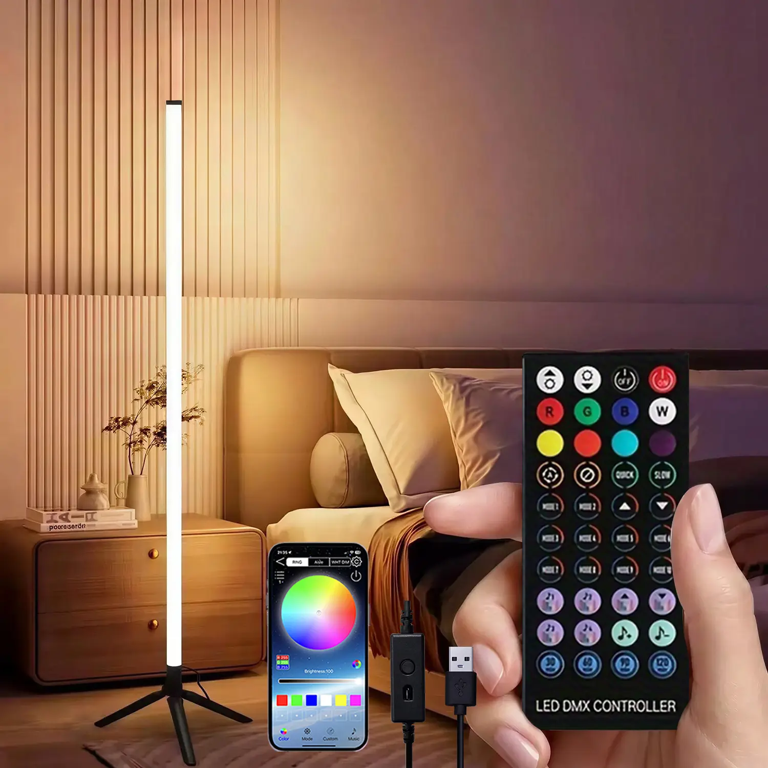 Smart RGB Corner Floor Lamp, Customizable LED Atmosphere Light with 16M Dimmable Adjustable Colors, APP & Remote Control, Music Sync, Integrated Base & Shade, Living Room Decorations for Gaming Room, Lamps, Rgb Lights