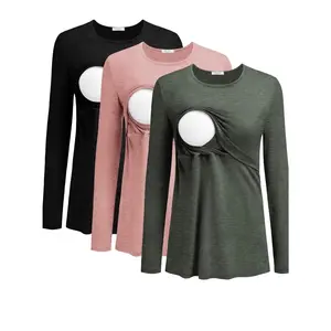 Long Sleeve Maternity & Breastfeeding Tops (3-Pack)