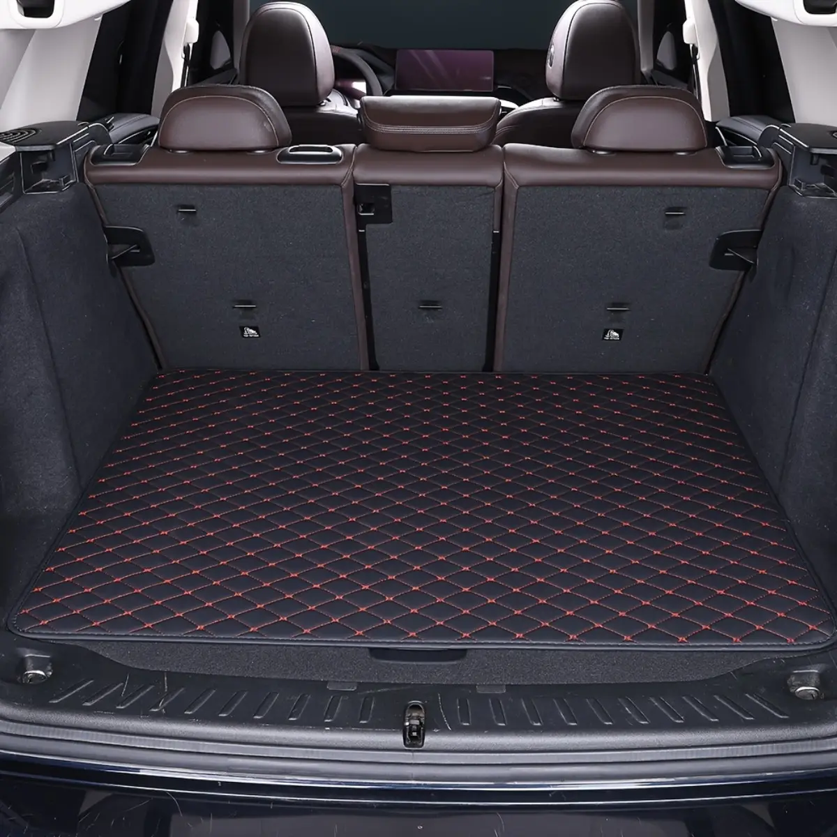 Universal Car Trunk Mat, Faux Leather, Diamond Pattern Design, Durable Trunk Protector, Suitable for Sedans/Suvs/Hatchbacks, Car Interior Decor