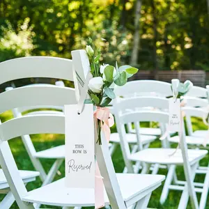 12 Piece Wedding Reserved Seat Number Tags with Ribbon, Paper Seat Markers, Chair Decoration, Essential Wedding Setup Items