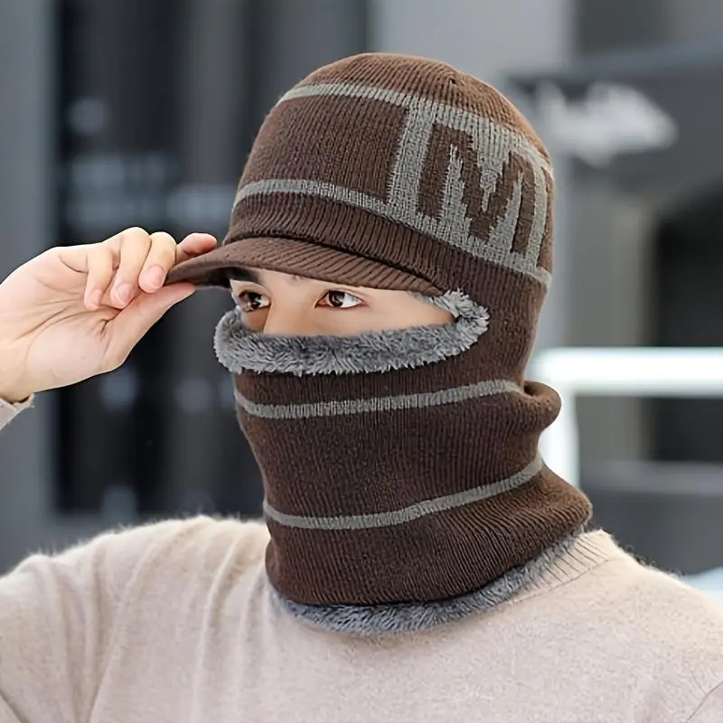 Men's Biker Style Balaclavas - Motorcycle-Inspired Winter Thermal Hat & Neck Warmer, Non-Stretchy Knit, Hand Washable, for Skiing & Extreme Cold (Motorcycle Protective Gear), Motorcycle-Inspired Balaclavas