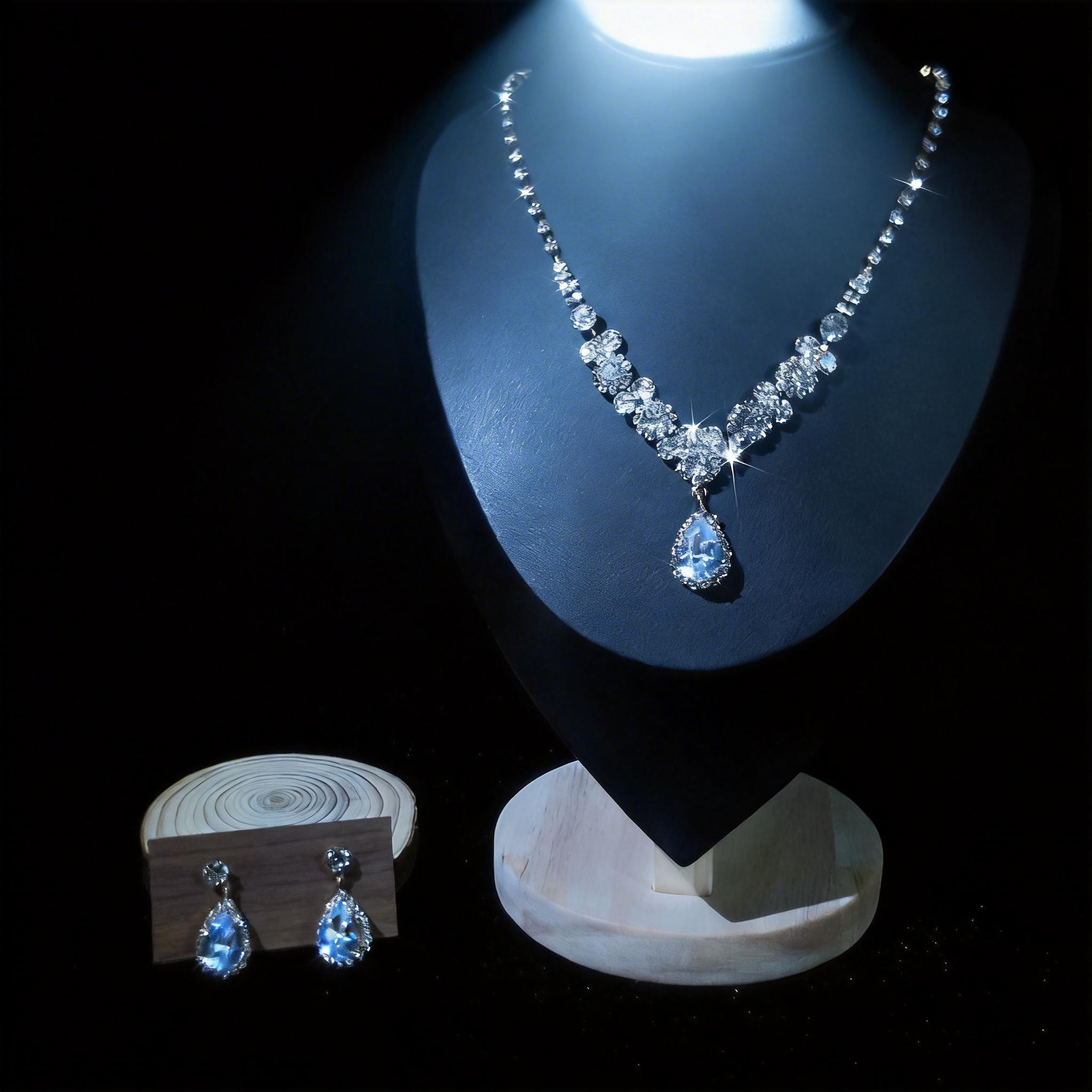 Vintage Hypoallergenic Aurora Necklace Set, 2-Piece Design, a Warm Gift to Remind Her of Your Love Dainty Hypoallergenic Aurora Jewelry Set, CZ Embellished, Perfect for Wedding/Gala, a Thoughtful Gift