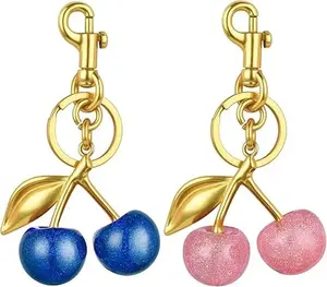 Cherry Keychain Bag Purse Charms for Cute Bag Charms Purse Charm Gift for Women Girl - Car Keyrings Leather Handbags -Fashion Birthday Presents for Woman