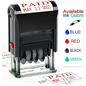 Paid Stamp with Date Self-Inking Date Stamp with Paid Office Rubber Phrase & Date Stamp for Business 12-Year Band Red Ink