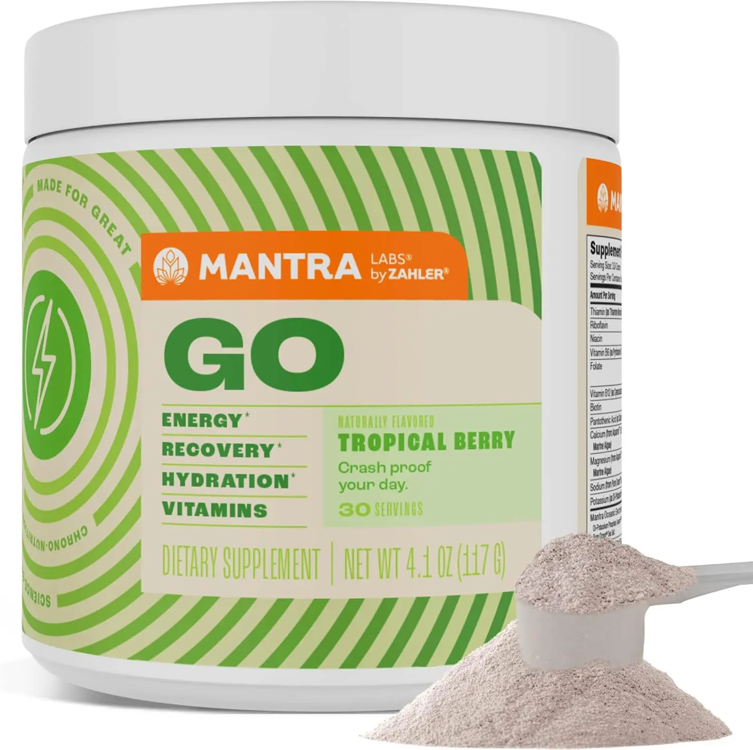 Zahler Mantra GO Pre Workout Energy Booster Supplement Tropical Berry Flavor 30 Servings Sugar Free Keto Friendly Made in USA - Dietary
