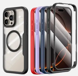 For iPhone 16/17 Pro Max Case 6.9'' [Compatible with MagSafe] Full-Body Phone case with Built-in Glass Screen Protector& Camera Protector,Drop Proof 16 Pro Max Cover,Black