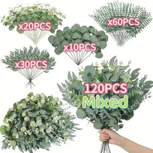 Artificial Eucalyptus Leaves and Stems, Realistic Feel, Natural Look, Suitable for Bouquets, Home Decor, Indoor Plants Decor, Events, Decorative Flower Arrangement, Faux Eucalyptus Flowers,  Multiple Colors, Plastic Fake Greenery, Floral