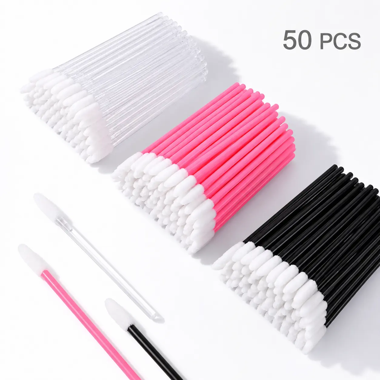 Pack of 50 Compact Disposable Velvet Lip Brushes, Small Size Soft Flocked Single-Use Lip Applicators for Youth, Lipstick & Gloss, Portable Travel Makeup Tool, Makeup Brushes, Travel-Ready